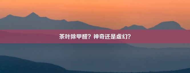 茶叶除甲醛？神奇还是虚幻？