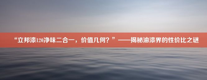 “立邦漆120净味二合一，价值几何？”——揭秘油漆界的性价比之谜