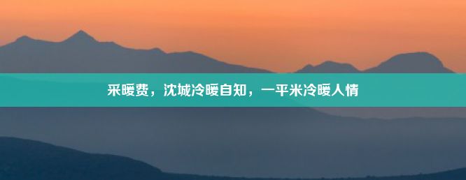 采暖费，沈城冷暖自知，一平米冷暖人情