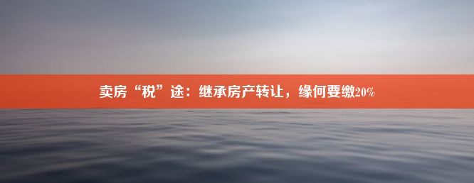 卖房“税”途：继承房产转让，缘何要缴20%