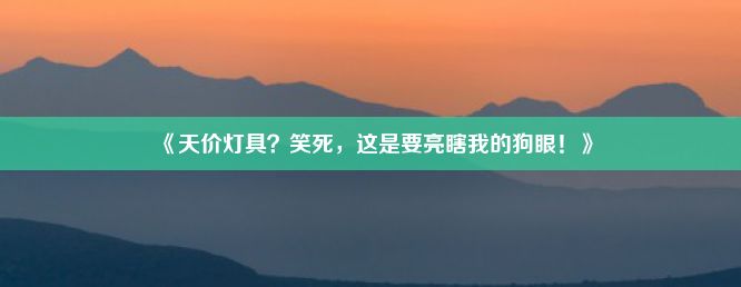 《天价灯具？笑死，这是要亮瞎我的狗眼！》