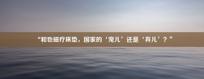 “和也磁疗床垫，国家的‘宠儿’还是‘弃儿’？”