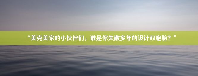 “美克美家的小伙伴们，谁是你失散多年的设计双胞胎？”