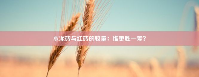 水泥砖与红砖的较量：谁更胜一筹？