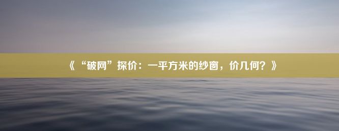 《“破网”探价：一平方米的纱窗，价几何？》