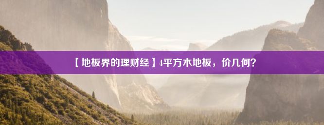 【地板界的理财经】4平方木地板，价几何？