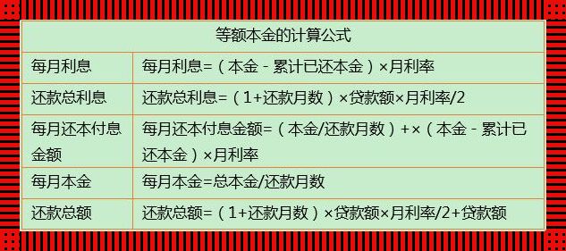 贷款等额本金还款计算公式：摆脱金钱枷锁的钥匙