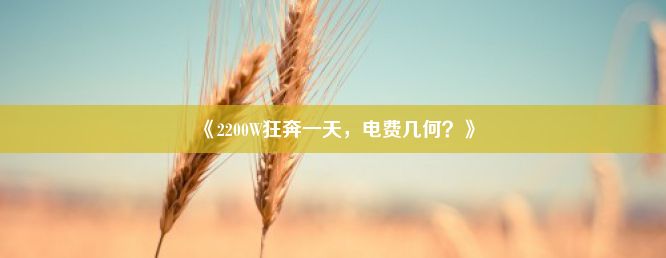 《2200W狂奔一天，电费几何？》