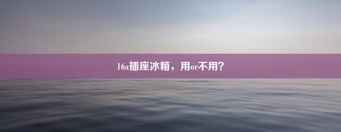 16a插座冰箱，用or不用？