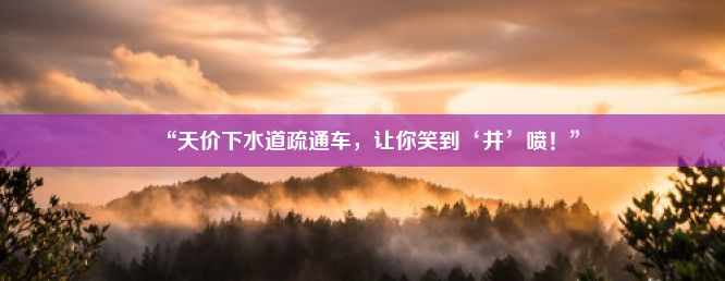 “天价下水道疏通车，让你笑到‘井’喷！”