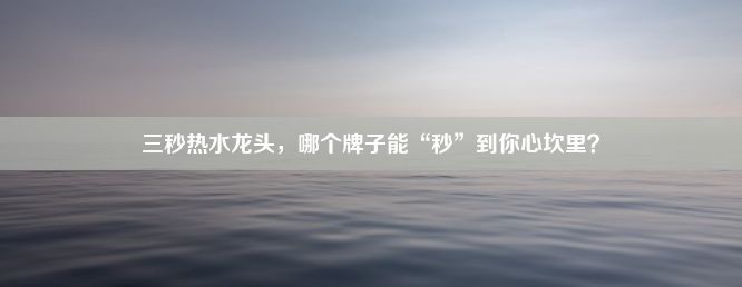 三秒热水龙头，哪个牌子能“秒”到你心坎里？