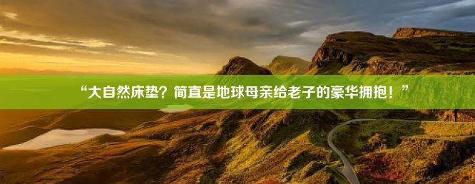 “大自然床垫？简直是地球母亲给老子的豪华拥抱！”