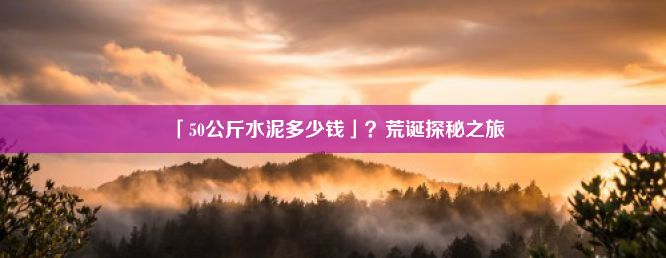 「50公斤水泥多少钱」？荒诞探秘之旅