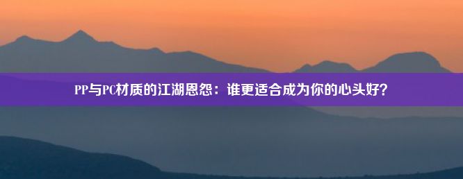 PP与PC材质的江湖恩怨：谁更适合成为你的心头好？