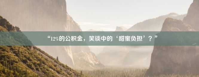 “12%的公积金，笑谈中的‘甜蜜负担’？”