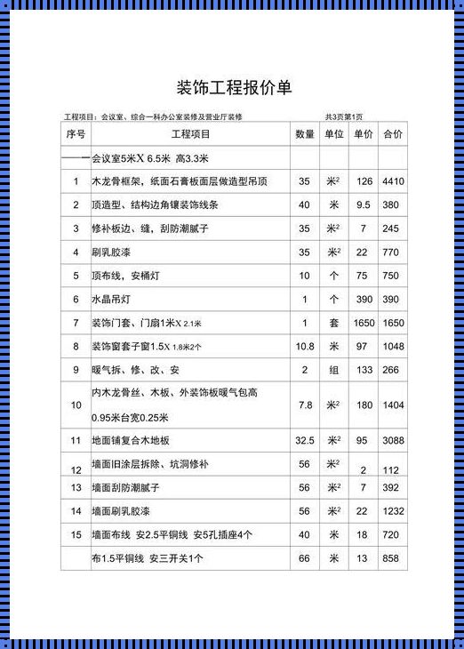 业之峰装饰公司报价单：装修房子要多少钱