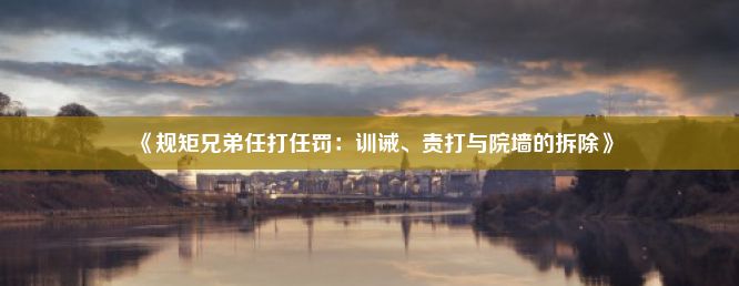 《规矩兄弟任打任罚：训诫、责打与院墙的拆除》